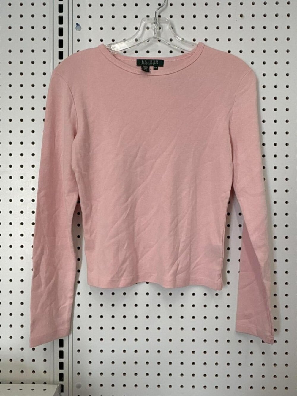 Lauren Ralph Lauren Petite Pink Long Sleeve Cotton Top P/P
